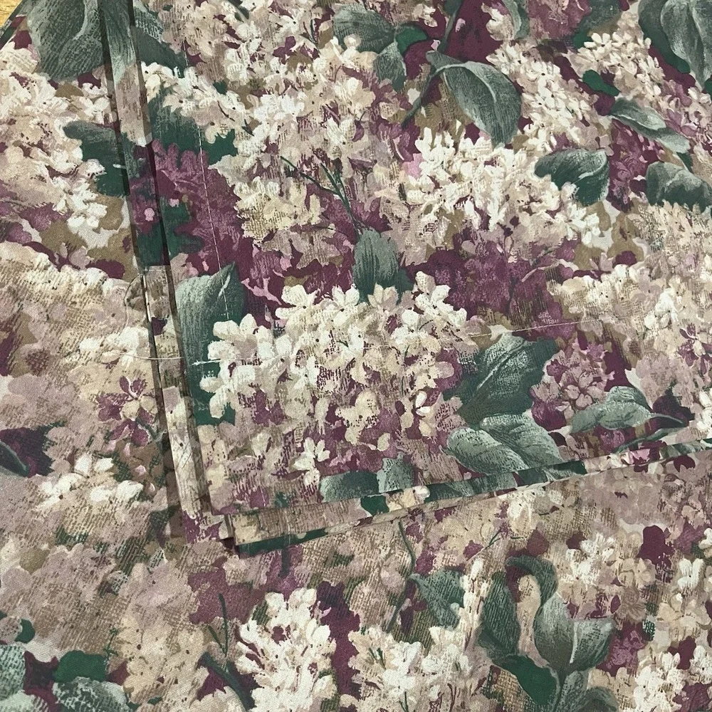 Vtg Handmade Hydrangea Curtain Panels 40x62